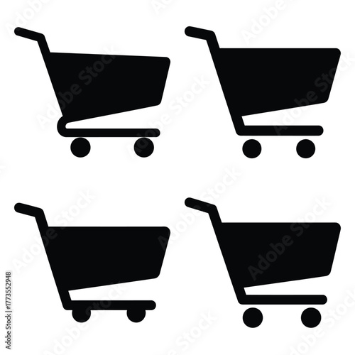 cart add  icon vector set and silhouette collection.