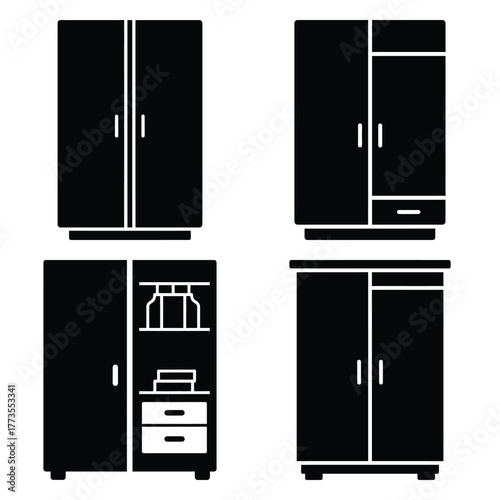 closet  icon vector set and silhouette collection.