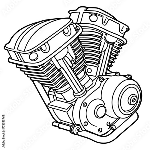 Motorcycle engine detailed drawing