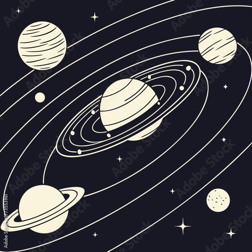 Planets in orbit around a star in the solar system