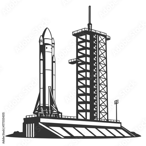 Space shuttle on launch pad