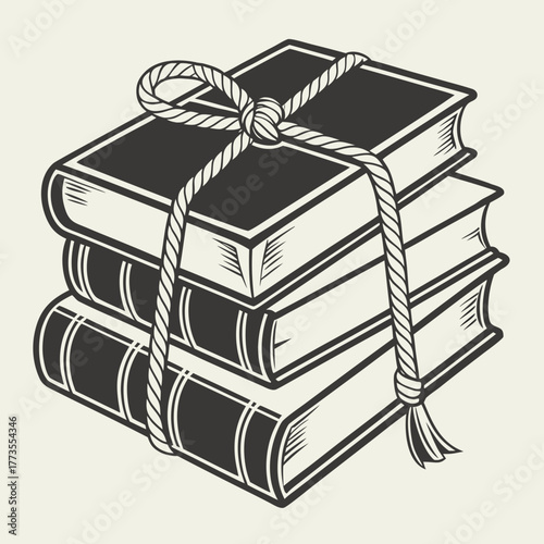Stack of books tied with rope