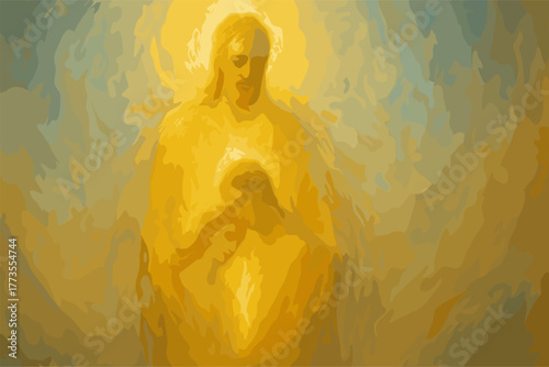 Spiritual Protection and Divine Light – Abstract Religious Illustration