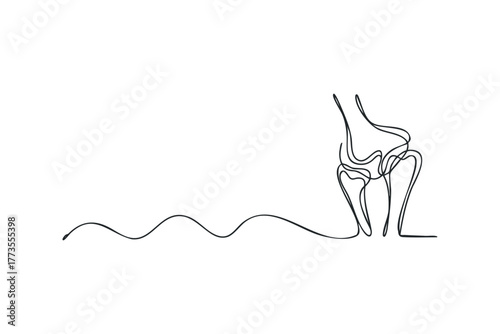 Continuous line drawing of a human knee joint