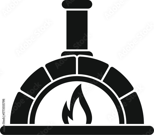 Traditional stone oven burning wood for cooking pizza and bread