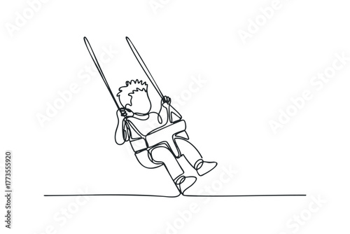 Child on Swing Minimalist Line Drawing