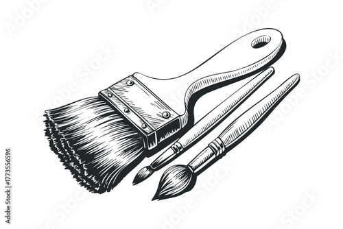 Variety of Painting Brushes Hand Drawn