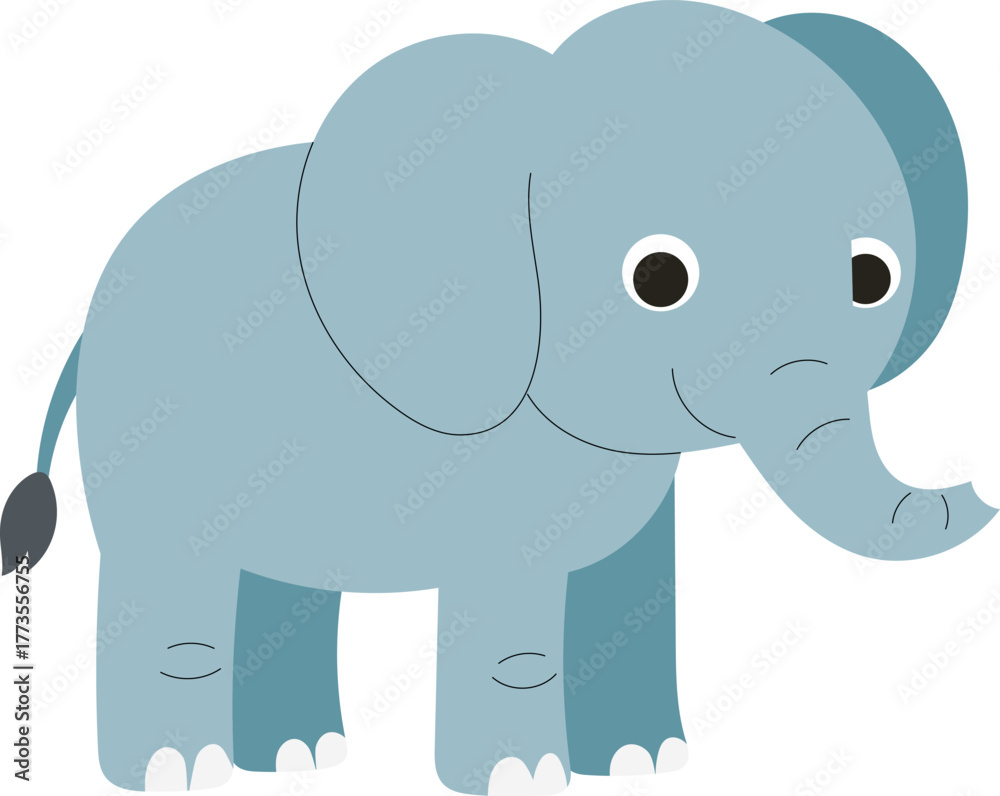 Fototapeta premium Cute cartoon elephant vector illustration. Adorable gray animal character for kids and safari design.
