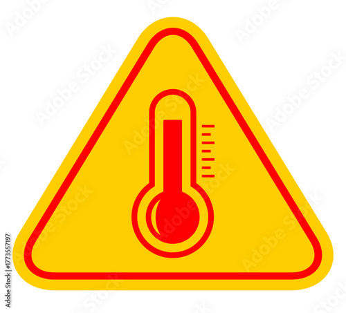 Hot temperature warning sign, overheating danger emblem