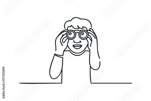 Person holding binoculars looking through them