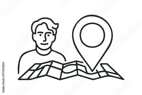 Person with map and location pin icon