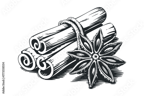 Cinnamon sticks and star anise spice medley