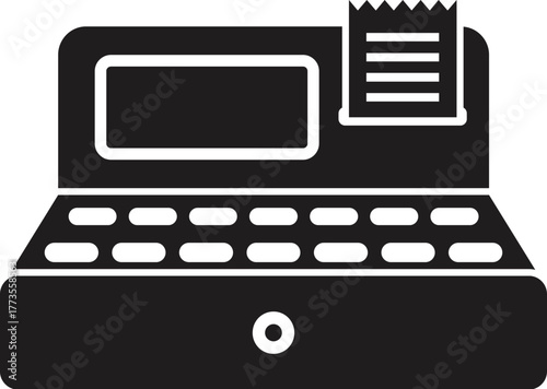 Cash register printing a receipt, symbolizing retail transactions and payment processing