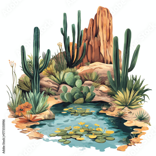 Ybycui National Park. Ybycui National Park hand drawn watercolor illustration