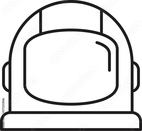 Line drawing of an astronaut helmet, essential equipment for space exploration, ensuring safety in the vacuum of outer space