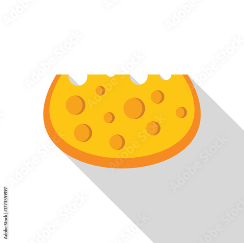 Delicious bitten slice of swiss cheese, showcasing its characteristic holes and creamy texture, perfect for representing dairy products or culinary themes