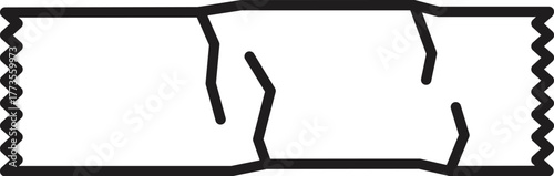 Simple line icon of a sachet opened from the middle, ready for single use, typically for food condiments, medicines, or other similar products