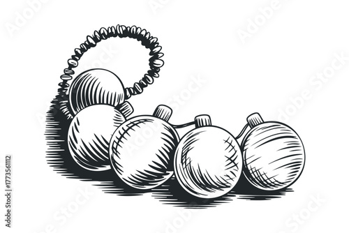 Vintage baby rattle with spherical beads