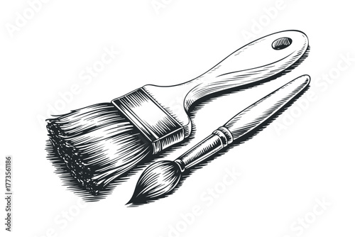 Two paint brushes with textured bristles