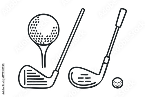 Golf ball on tee and club with ball