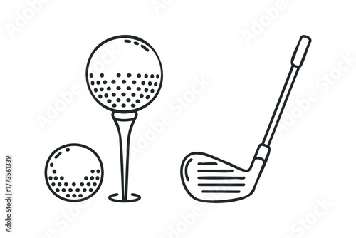 Golf Ball and Club Outline