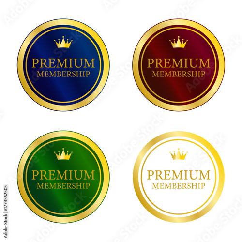 深い赤と金のコントラストが印象的なプレミアム認定バッジコレクション