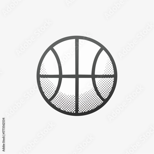 A minimalist style basketball icon with halftone texture, ideal for sports and graphic design