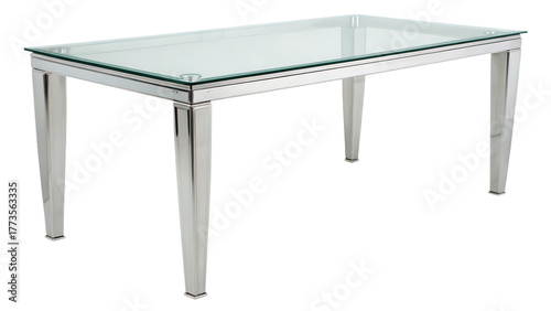 Glass table cut out on PNG isolated on white background. AI GENERATED.
