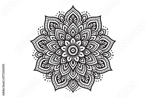 Intricate Mandala Design – Black and White Floral Pattern