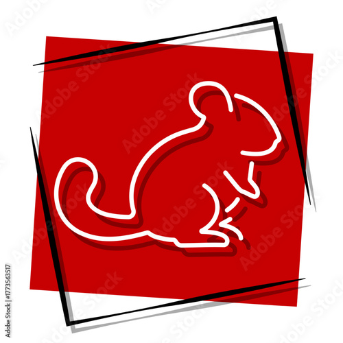 chinchila, red banner in a frame. Vector illustration on a white background.