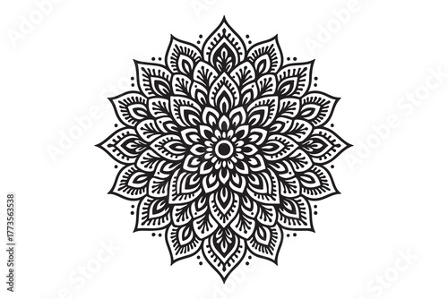 Intricate Mandala Design – Black and White Floral Pattern