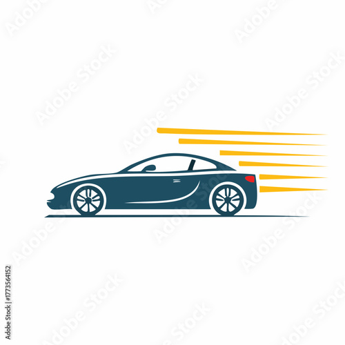 Dynamic sleek automobile representation with speed streak accents vector icon