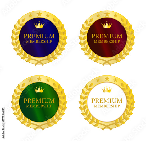 濃紺・深紅・金色を基調にした高級感のあるプレミアムロゴセット