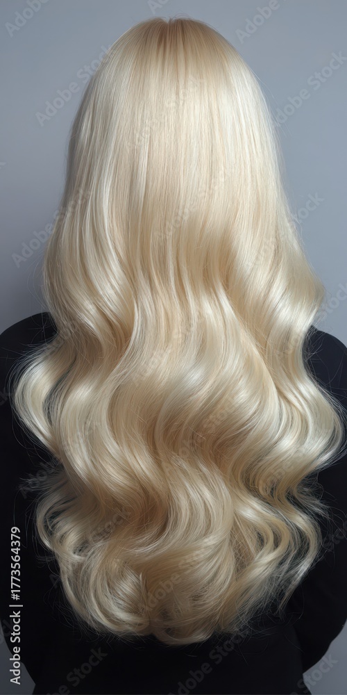 Naklejka premium Body Wave Hair Extensions. Bleached Blonde Human Hair Weaves for Long Wavy Texture