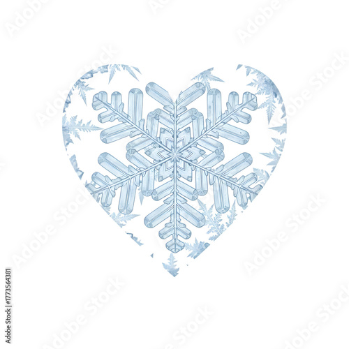 Delicate snowflake heart design captures winter's fragile beauty