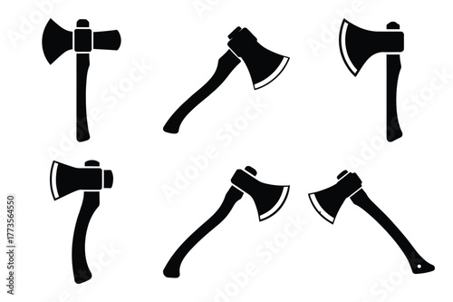 axe silhouette vector vector art icon set