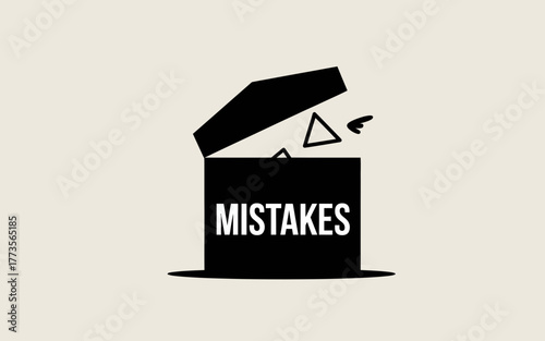 Conceptual illustration of throwing away mistakes into a trash can representing learning and moving forward from errors