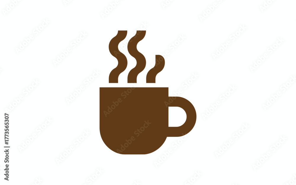 Obraz premium A simple brown coffee mug with steam rising from the hot beverage inside isolated on a white background