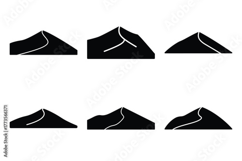 sand dune silhouette vector art icon set