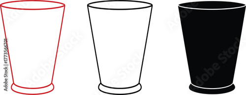 Illustration of three cups with different fill on a white background