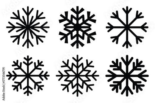 snowflake silhouette vector vector art icon set