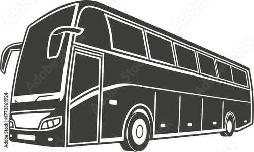 Detailed sketch of a coach bus silhouette