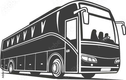 Detailed silhouette of a modern tour bus