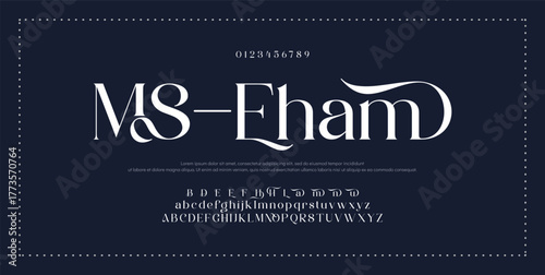 Elegant wedding alphabet letters font and number. Typography Luxury classic lettering serif fonts decorative vintage retro concept. vector illustration