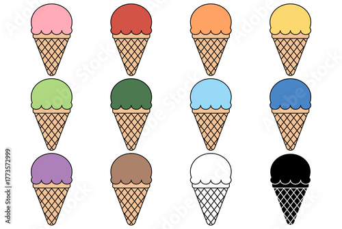 Set of Ice Cream 12 Colors