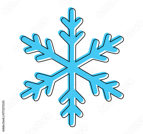 Line art of a snowflake in attractive blue color isolated on a transparent background. This icon is for a decorative wall sticker to celebrate and celebrate Christmas. Merry Christmas.