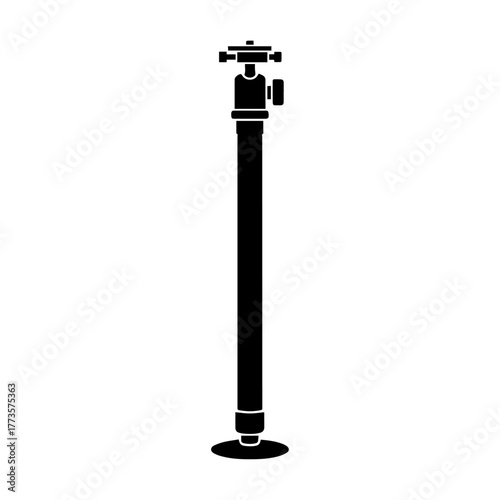 Black silhouette monopod with adjustable ball head for camera support.