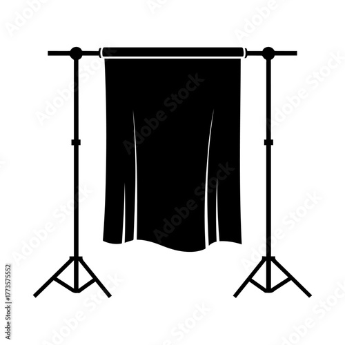 Professional black photography backdrop on adjustable studio stand icon.