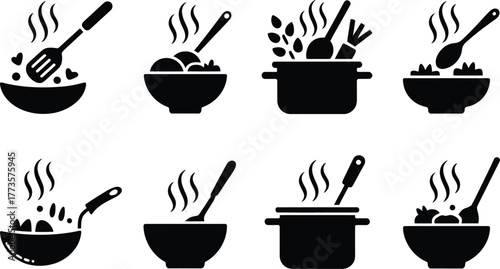 Cooking icons set vector illustration food preparation symbols