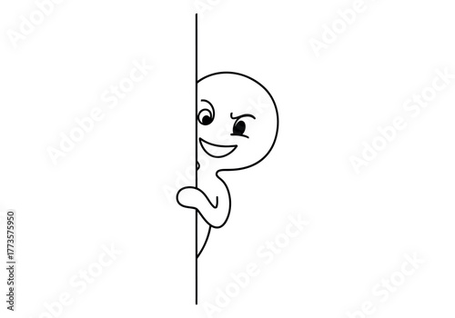 A Curious Character Peeking Around a Corner with a Playful Expression